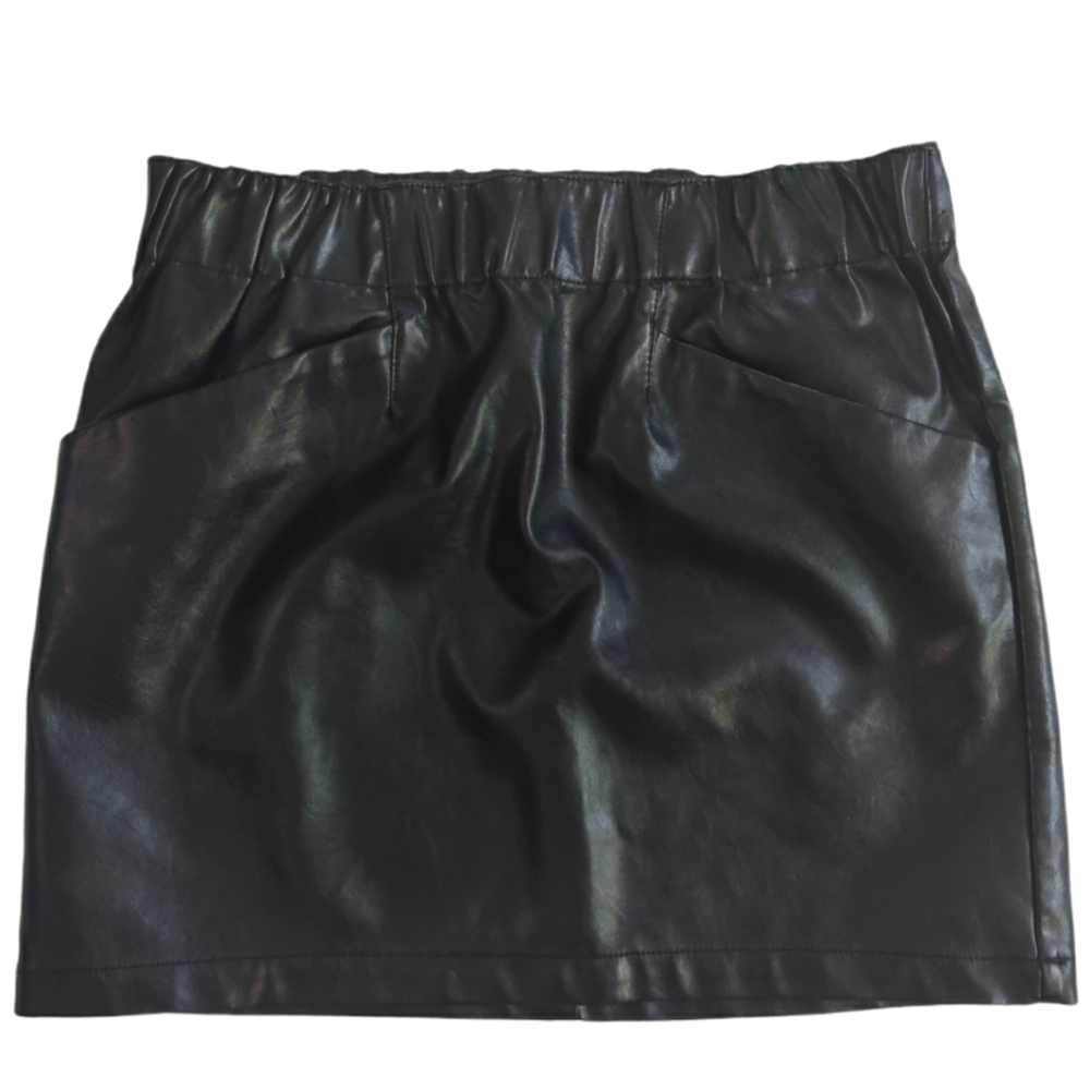 Black Pleather Wet Look Matrix Mini Skirt Medium